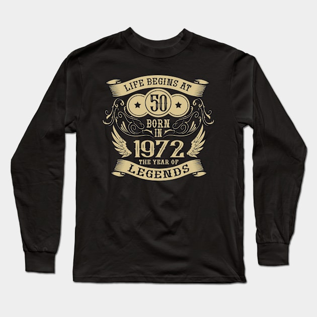 50th Birthday Gifts Vintage 1972 Birthday Long Sleeve T-Shirt by HBfunshirts